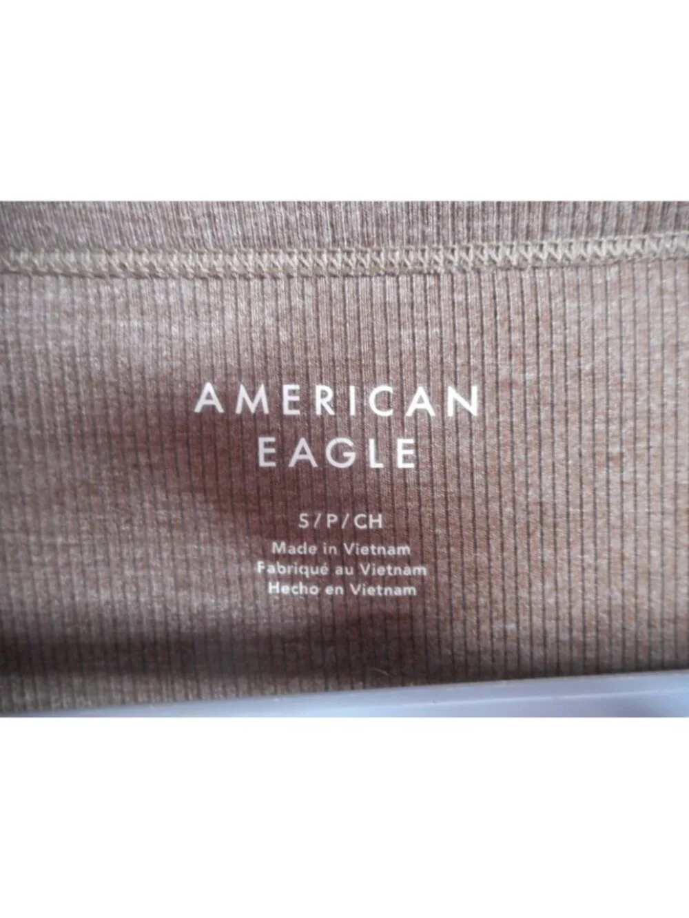 American Eagle Body Suit Women Sz S Thong Brown Ribbed Knit Stretch - Picture 2 of 4